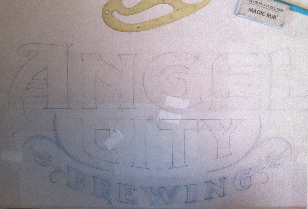 Angel City brewery logo sketch